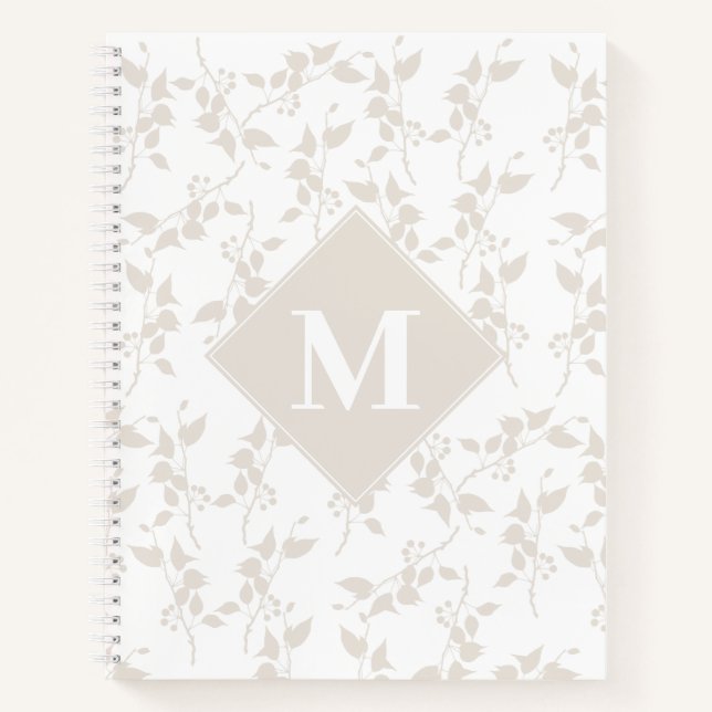 Cuaderno Hoja decorativa Botánica Beige Monogramada (Anverso)