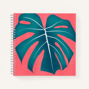 Cuaderno Hoja tropical de Monstera en rosa