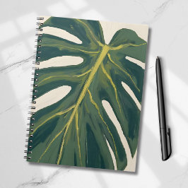 Cuaderno Hoja verde de Monstera Acuarela de planta botánica