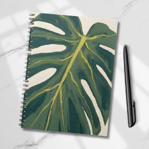 Cuaderno Hoja verde de Monstera Acuarela de planta botánica