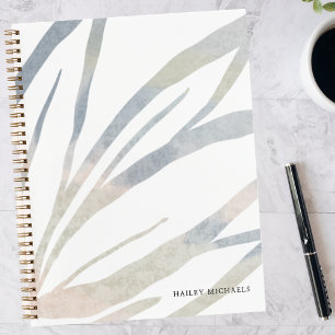 Cuaderno Hojas abstractas boho con nombre personalizado
