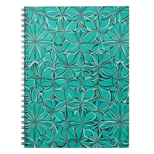 Cuaderno Hojas abstractas verdes y Verde azuladas (Frente)