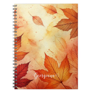 Cuaderno Hojas acuáticas otoñales cálidas personalizadas