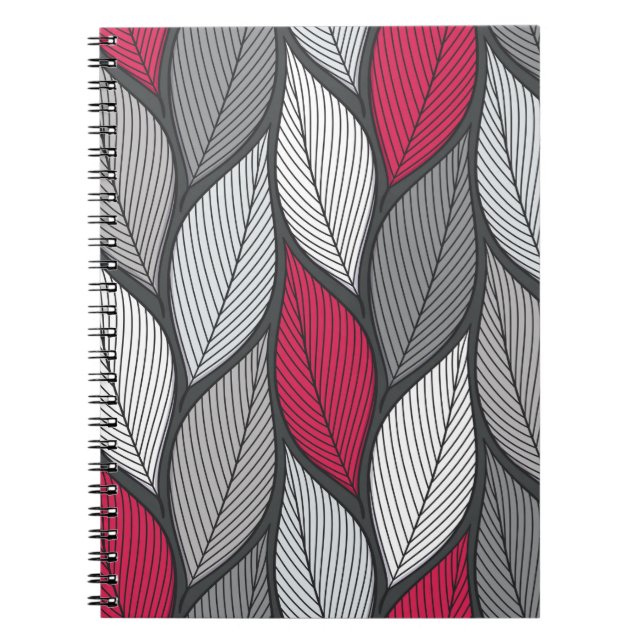 Cuaderno Hojas coloreadas estilizadas patrón sin fisuras (Frente)