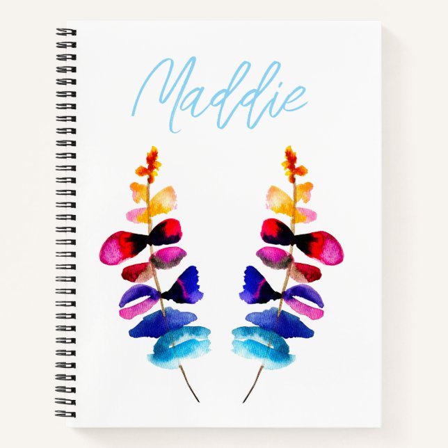 Cuaderno Hojas de acuarela coloridas lindas (Anverso)
