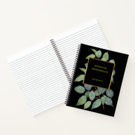 Cuaderno Hojas de acuarela elegantes doradas profesionales