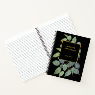 Cuaderno Hojas de acuarela elegantes doradas profesionales