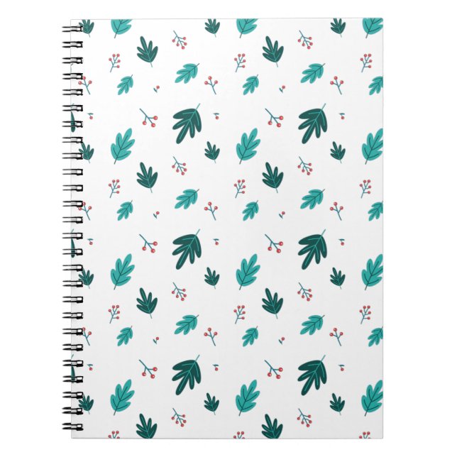 Cuaderno Hojas de árbol evergreen y Berries Red Holly (Frente)