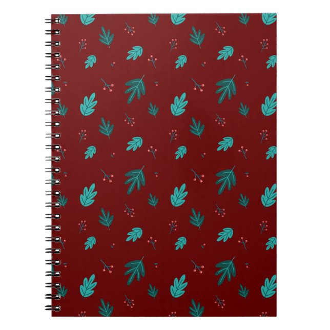 Cuaderno Hojas de árbol evergreen y Berries Red Holly (Frente)