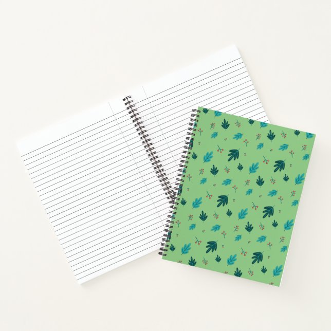 Cuaderno Hojas de árbol evergreen y Berries Red Holly (Interior)