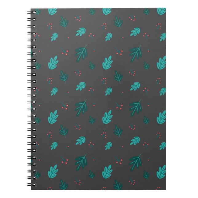 Cuaderno Hojas de árbol evergreen y Berries Red Holly (Frente)