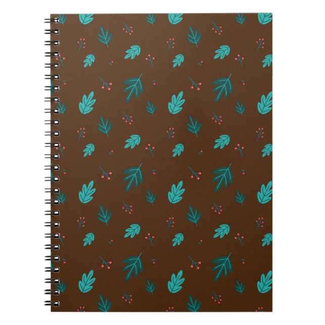 Cuaderno Hojas de árbol evergreen y Berries Red Holly (Frente)