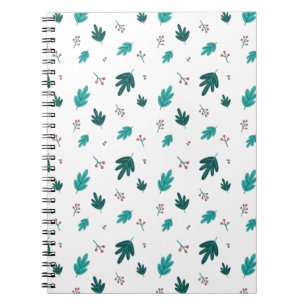 Cuaderno Hojas de árbol evergreen y fresas rojas