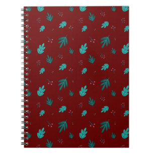 Cuaderno Hojas de árbol evergreen y fresas rojas