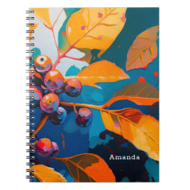 Cuaderno Hojas de bosque de otoño. Follaje y berry otoñales