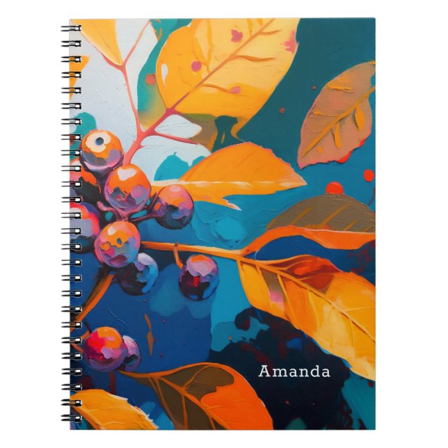 Cuaderno Hojas de bosque de otoño. Follaje y berry otoñales (Frente)
