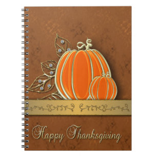 Cuaderno Hojas de calabaza de Acción de Gracias de oro prec
