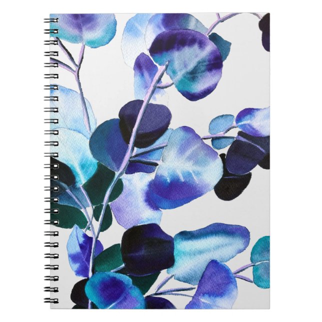 Cuaderno Hojas de eucalipto de color agua (Frente)