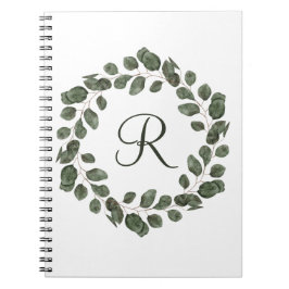Cuaderno Hojas de eucalipto elegantes modernas con monogram