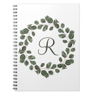 Cuaderno Hojas de eucalipto elegantes modernas con monogram