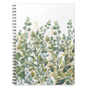 Cuaderno Hojas De Eucaliptus Botánico De Oro Y Verde