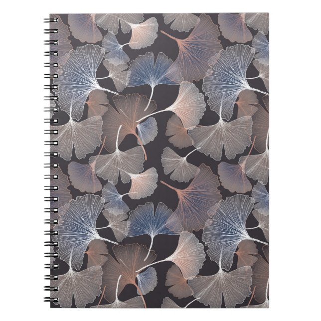 Cuaderno Hojas de Ginkgo: elegante patrón natural. (Frente)