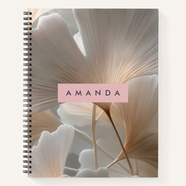 Cuaderno Hojas de Ginkgo Neutrales Elegantes Personalizadas (Anverso)