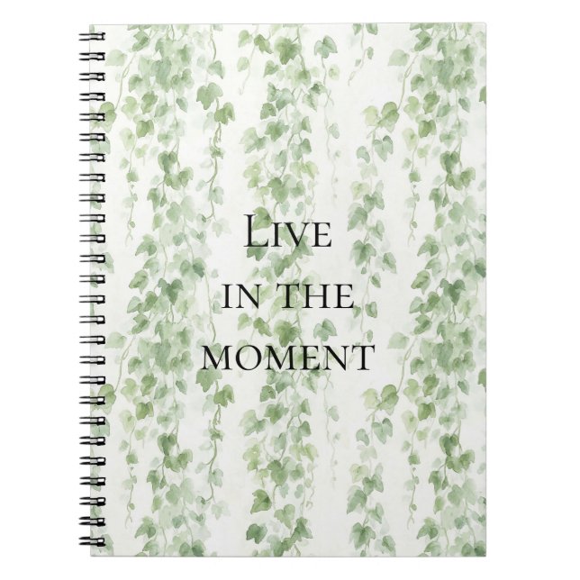 Cuaderno Hojas de hiedra verde romántica (Frente)