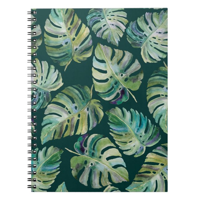 Cuaderno Hojas de la exótica planta tropical monstera. Sin  (Frente)
