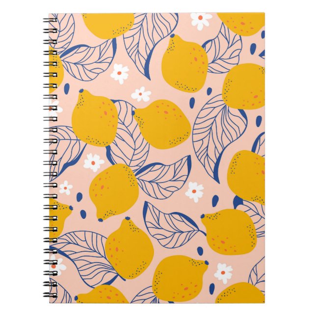 Cuaderno Hojas de limón: sin foco rosado. (Frente)
