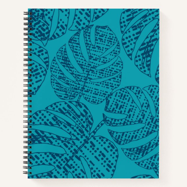 Cuaderno Hojas de monstera azul. (Anverso)