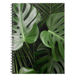 Cuaderno Hojas de Monstera, diseño tropical de lujo.