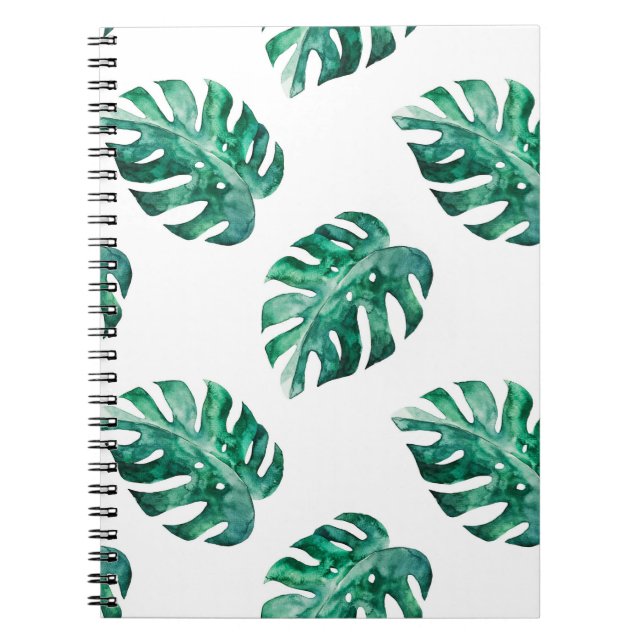 Cuaderno Hojas de monstera. Patrón de ilustracion tropical (Frente)