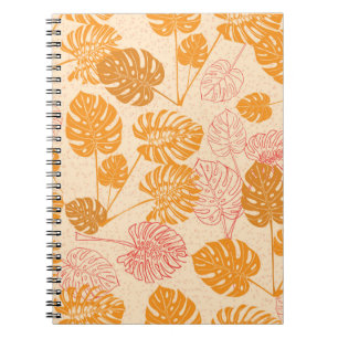 Cuaderno Hojas de monstera tropical. dibujo de silueta Seam