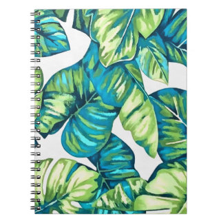 Cuaderno Hojas de Monstera Tropical y Verde Azul Bananero