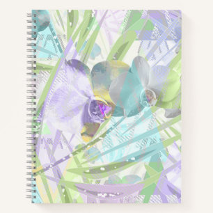 Cuaderno Hojas de orquídea y palmera, tropicales