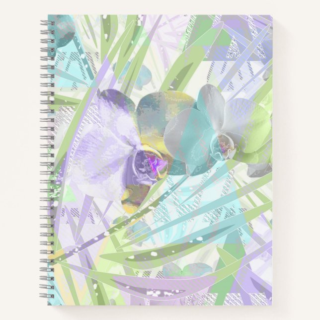 Cuaderno Hojas de orquídea y palmera, tropicales (Anverso)