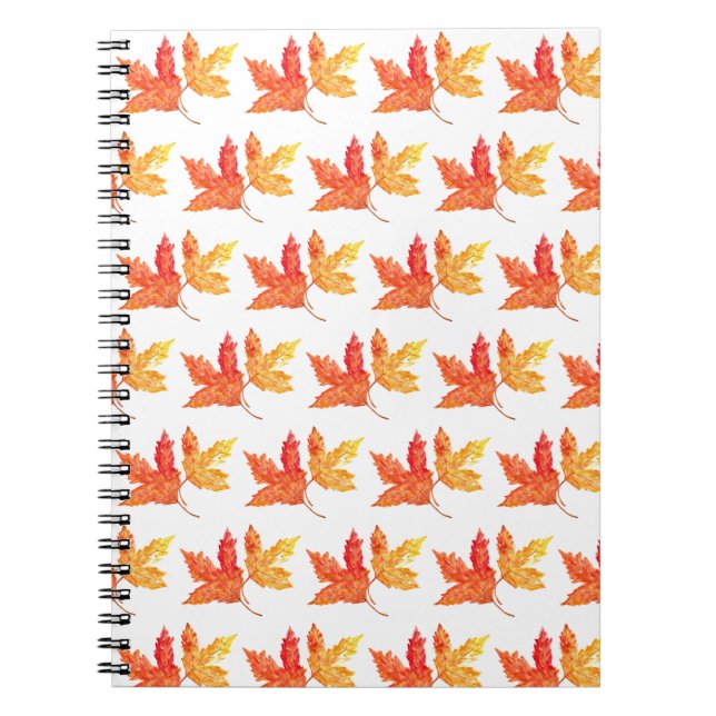 Cuaderno Hojas de otoño acuarela Otoño Árbol rústico (Frente)