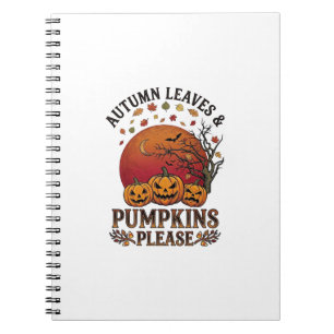 Cuaderno Hojas de Otoño Calabazas Por Favor Murciélagos de 