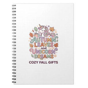 Cuaderno Hojas de otoño de unicornio y sueños de unicornio 