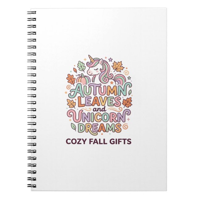 Cuaderno Hojas de otoño de unicornio y sueños de unicornio  (Frente)