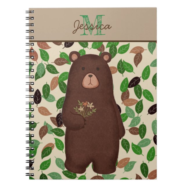 Cuaderno Hojas de otoño del oso del arbolado personalizadas (Frente)