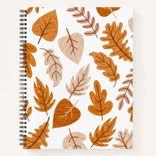 Cuaderno Hojas de otoño estéticas, patrón de tema otoñal (Anverso)