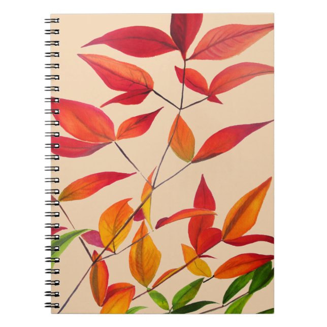 Cuaderno Hojas de otoño naranjas arte original acuarela (Frente)