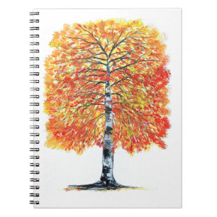 Cuaderno Hojas de otoño naturaleza abedul bosque acuático