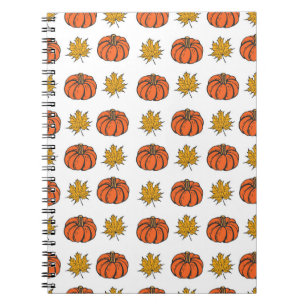 Cuaderno Hojas de otoño: Patrón de calabaza dibujada a mano