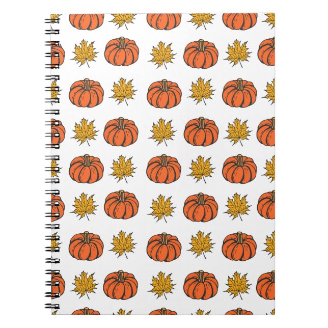 Cuaderno Hojas de otoño: Patrón de calabaza dibujada a mano (Frente)