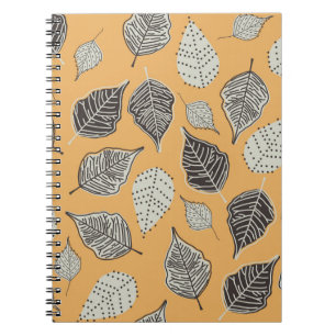 Cuaderno Hojas de otoño, patrón de cosecha sin costura.