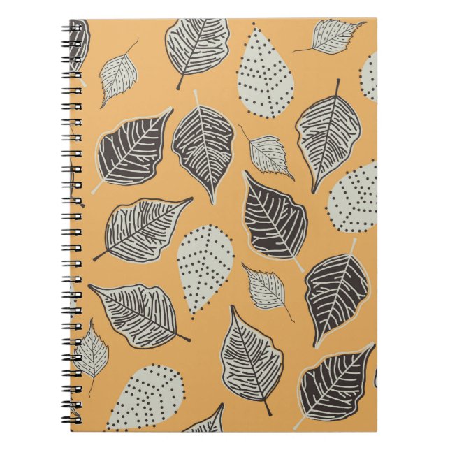 Cuaderno Hojas de otoño, patrón de cosecha sin costura. (Frente)