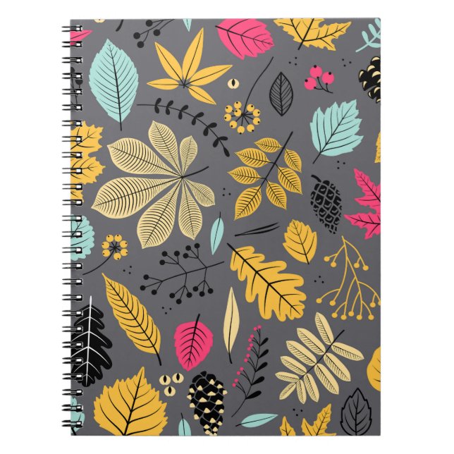 Cuaderno Hojas de otoño: patrón oscuro sin foco (Frente)